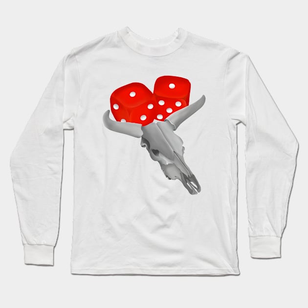 Bull Skull and Craps Dice Long Sleeve T-Shirt by mailboxdisco